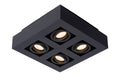 Lucide XIRAX foco de techo LED 4x5W GU10 regulable de cálido 2200K-3000K Aluminio negro cuadrado moderno IP20