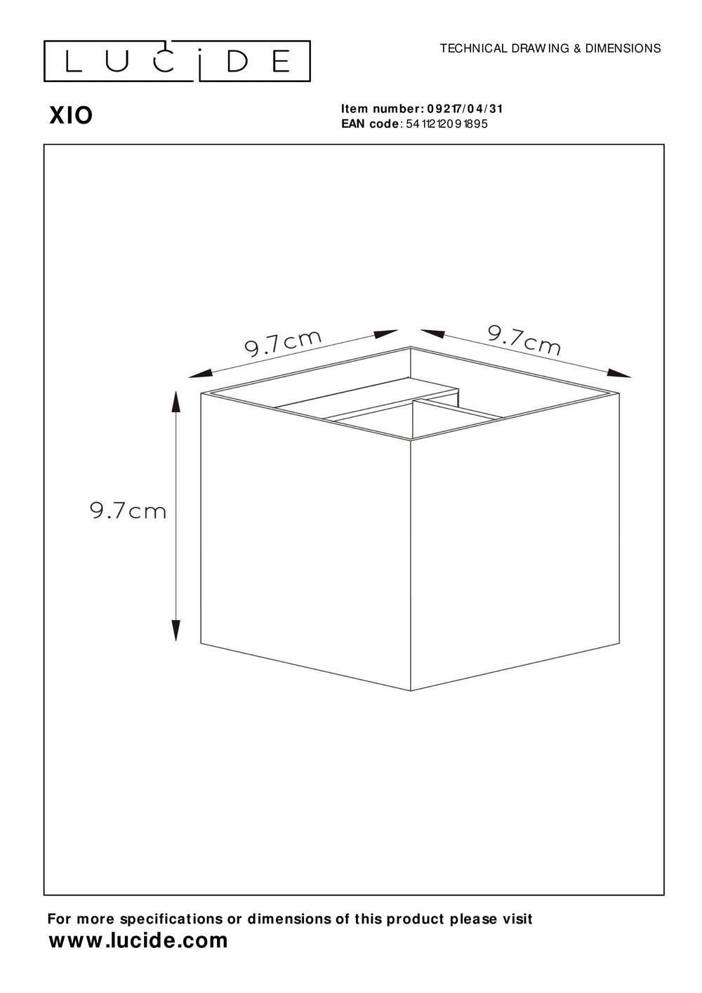 Lucide XIO LED wall light, dimmable G9 4W 2700K, adjustable beam angle, square aluminium White, IP20
