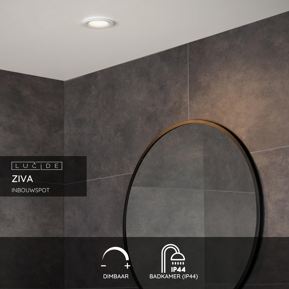Lucide ZIVA foco LED empotrable para baño, casquillo GU10, IP44, aluminio redondo, Blanco Arena, Ø84mm