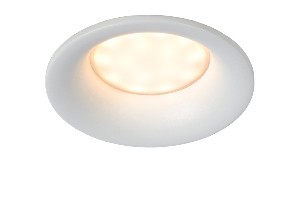 Lucide ZIVA foco LED empotrable para baño, casquillo GU10, IP44, aluminio redondo, Blanco Arena, Ø84mm