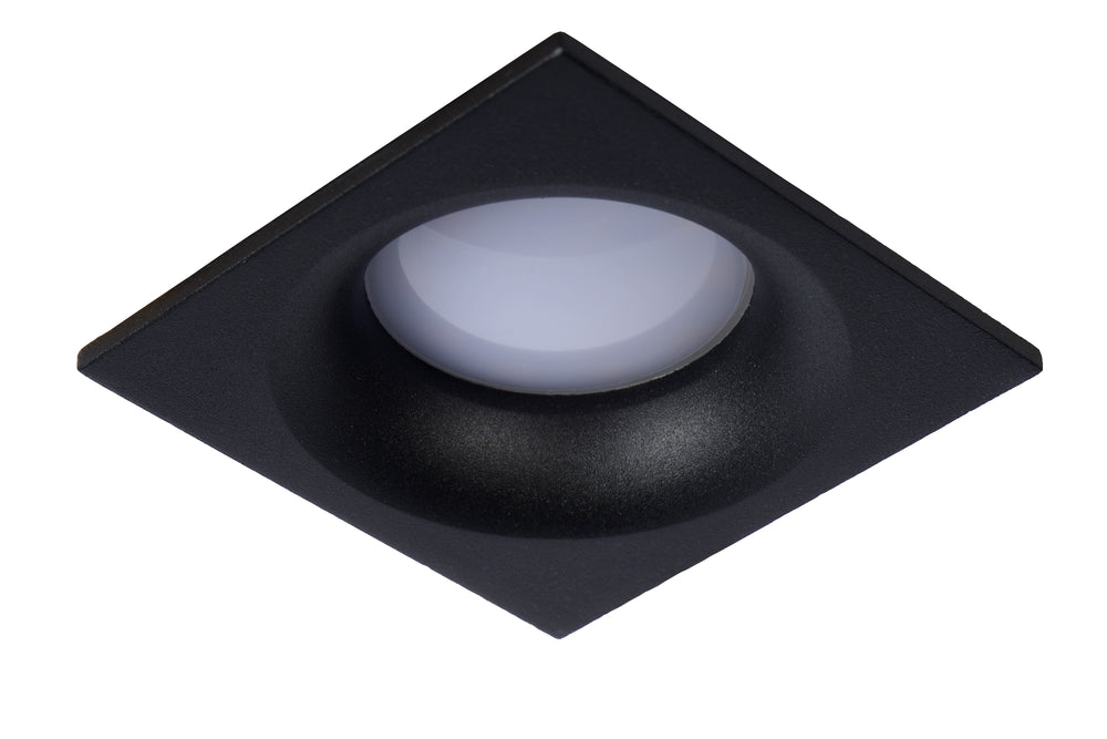 Lucide ZIVA foco LED empotrado Negro Arena, 1xGU10, luz de baño IP44, aluminio cuadrado 85x85mm