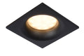 Lucide ZIVA foco LED empotrado Negro Arena, 1xGU10, luz de baño IP44, aluminio cuadrado 85x85mm