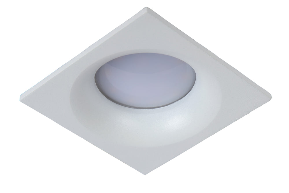 Foco empotrado para baño Lucide ZIVA, 1xGU10, IP44, aluminio blanco, cuadrado 85x85mm, diseño moderno