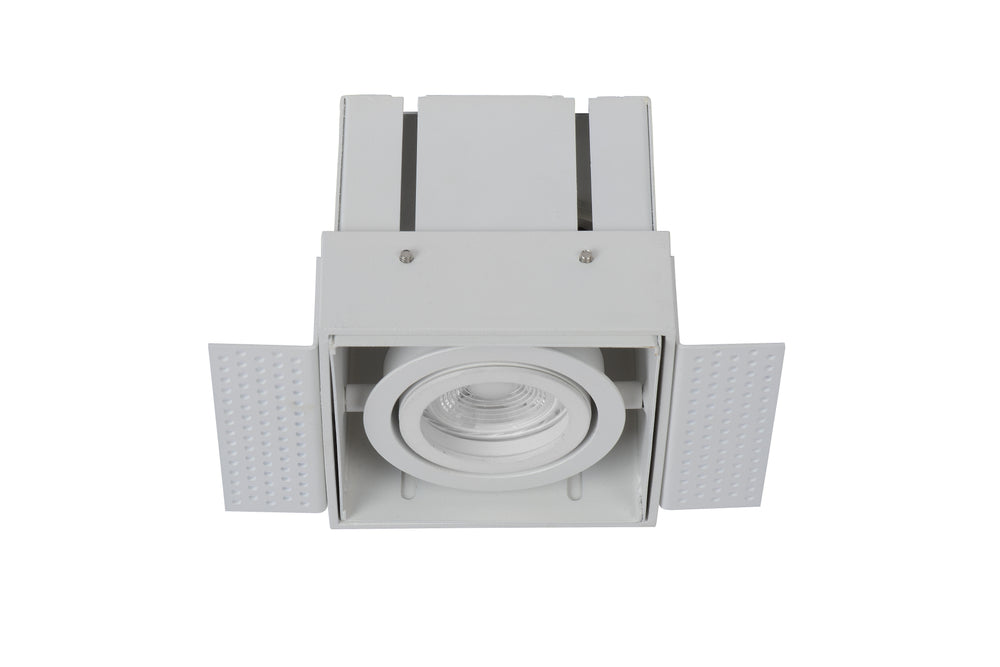 Lucide TRIMLESS recessed spotlight, 1xGU10, square, Sand White, IP20, modern aluminum design