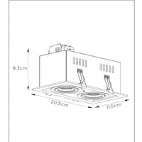 Lucide CHIMNEY foco empotrado 2xGU10 Aluminio Negro Arena IP20 220-240V 205x115mm diseño moderno