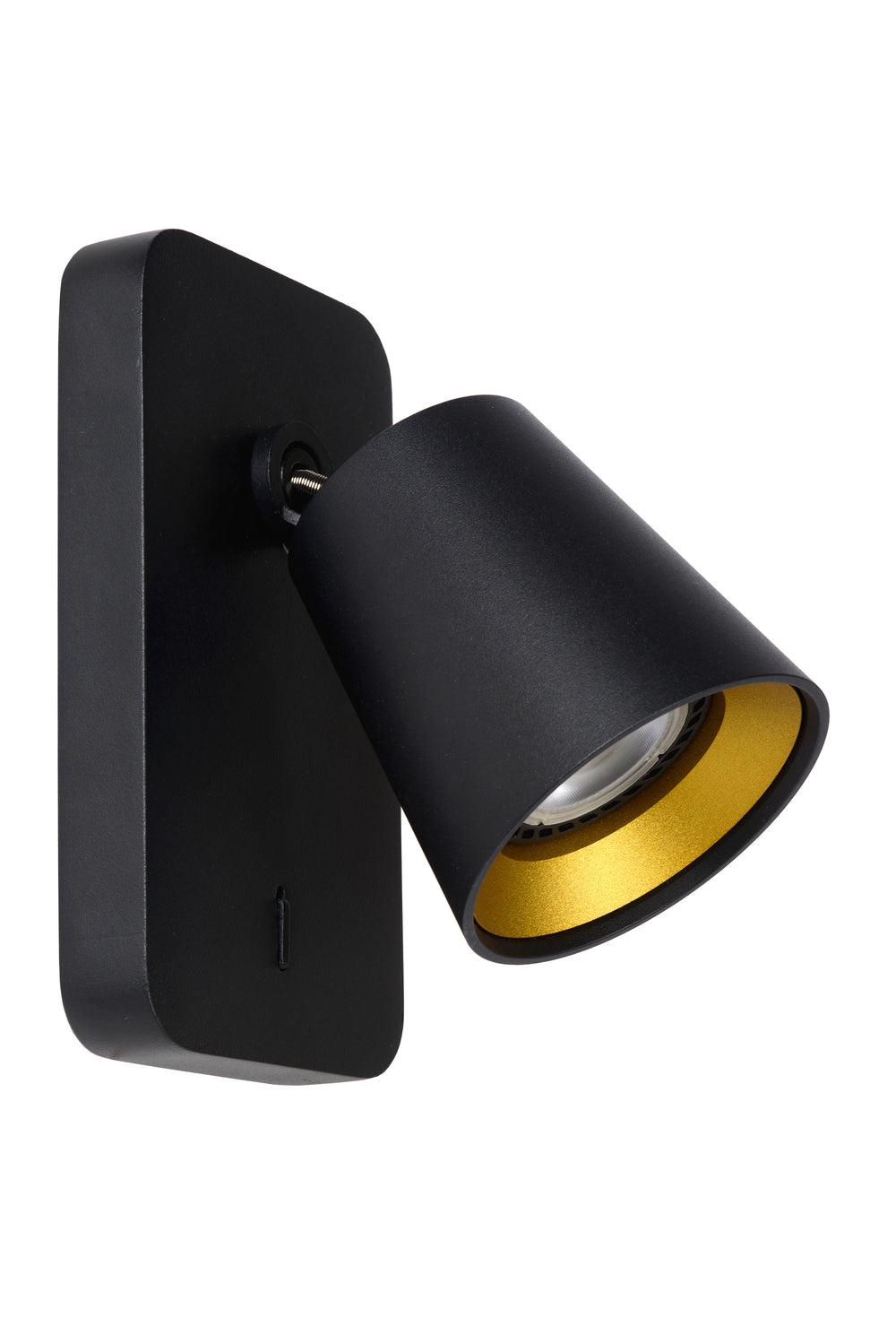 Lucide TURNON aplique de pared LED Negro/Oro 1x5W GU10 2200K-3000K regulable de cálido a frío diseño moderno de aluminio IP20