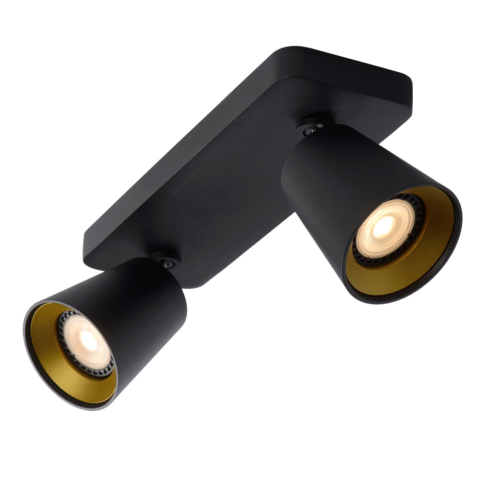 Lucide TURNON foco de techo LED, 2x5W GU10, regulable en temperatura de color 2200K-3000K, Aluminio Negro, IP20