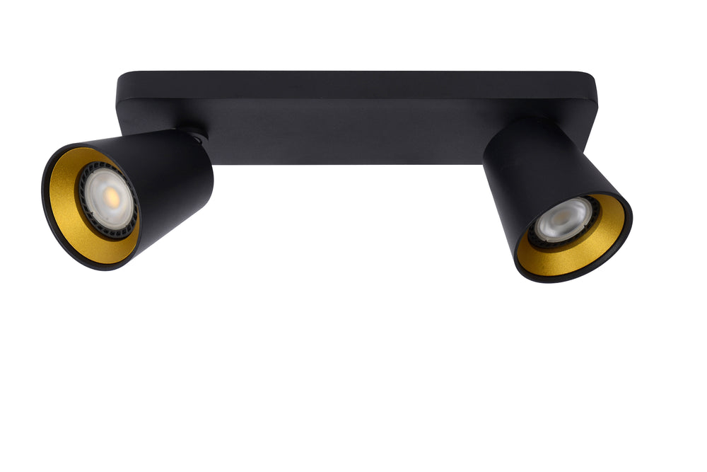 Lucide TURNON foco de techo LED, 2x5W GU10, regulable en temperatura de color 2200K-3000K, Aluminio Negro, IP20