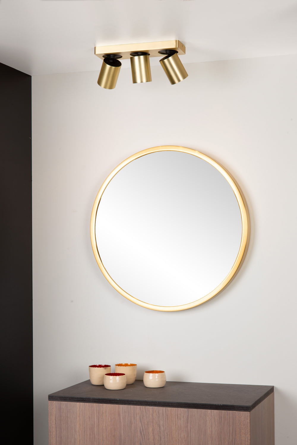 Lucide NIGEL foco de techo LED, 3x5W GU10 regulable dim to warm 2200K-3000K, ajustable en aluminio cepillado dorado