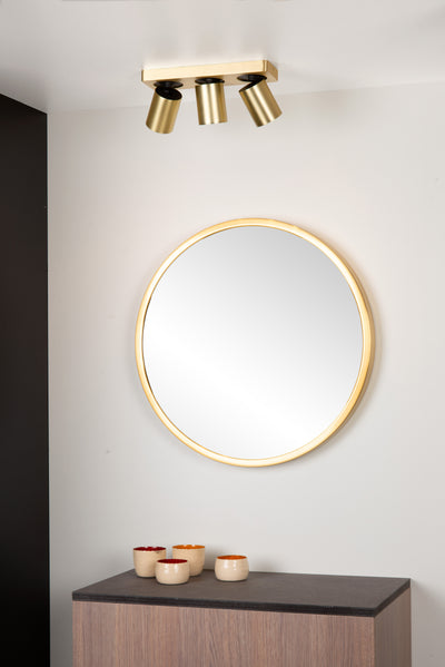 Lucide NIGEL LED ceiling spotlight, 3x5W GU10 dim to warm 2200K-3000K, adjustable brushed gold aluminum