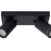 Lucide TAYLOR foco LED de techo, 2x5W GU10 regulable dim to warm 2200K-3000K, luz de baño IP44 Negro