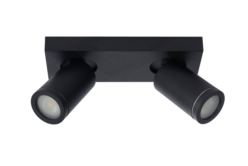 Lucide TAYLOR foco LED de techo, 2x5W GU10 regulable dim to warm 2200K-3000K, luz de baño IP44 Negro