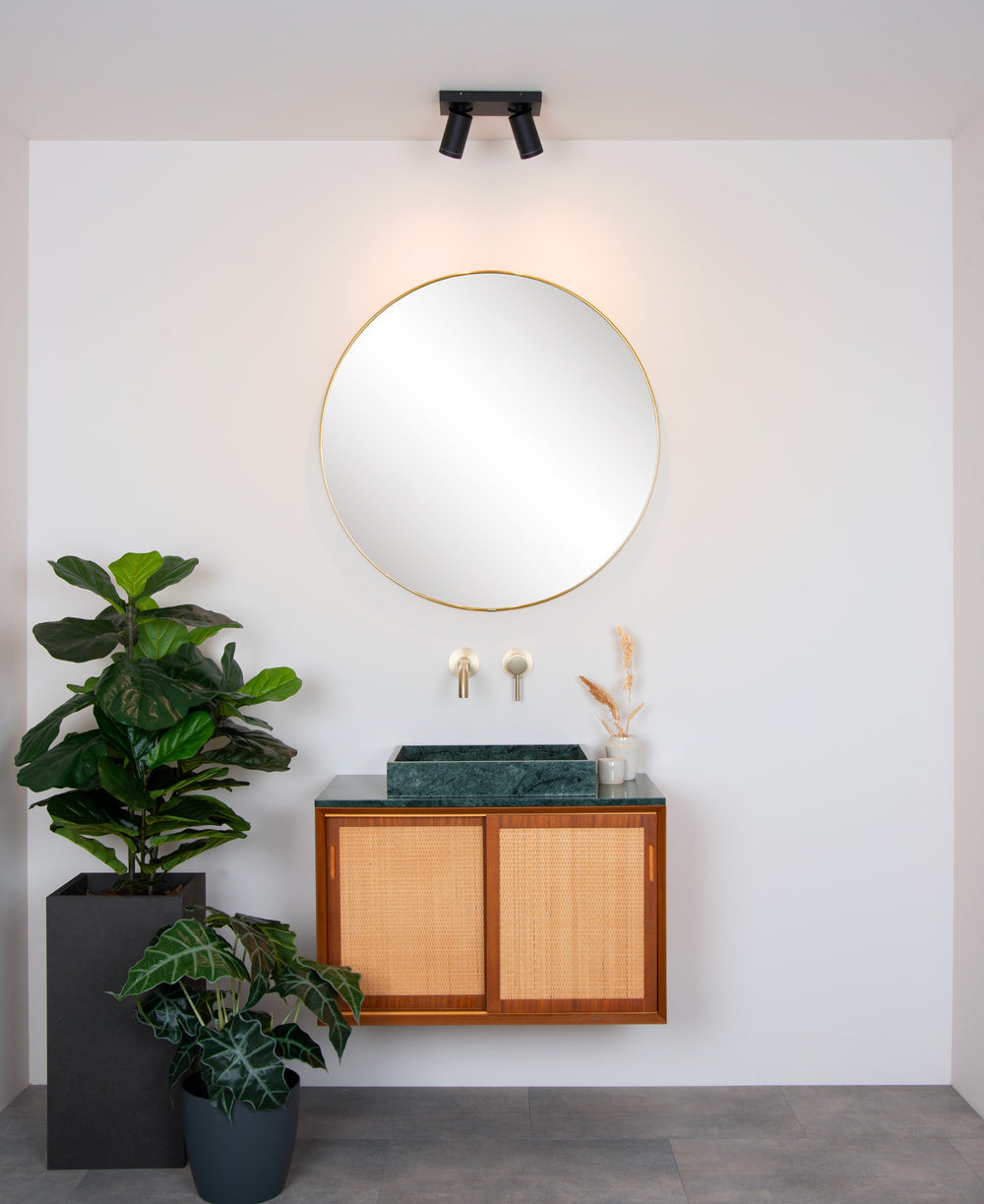 Lucide TAYLOR foco LED de techo, 2x5W GU10 regulable dim to warm 2200K-3000K, luz de baño IP44 Negro