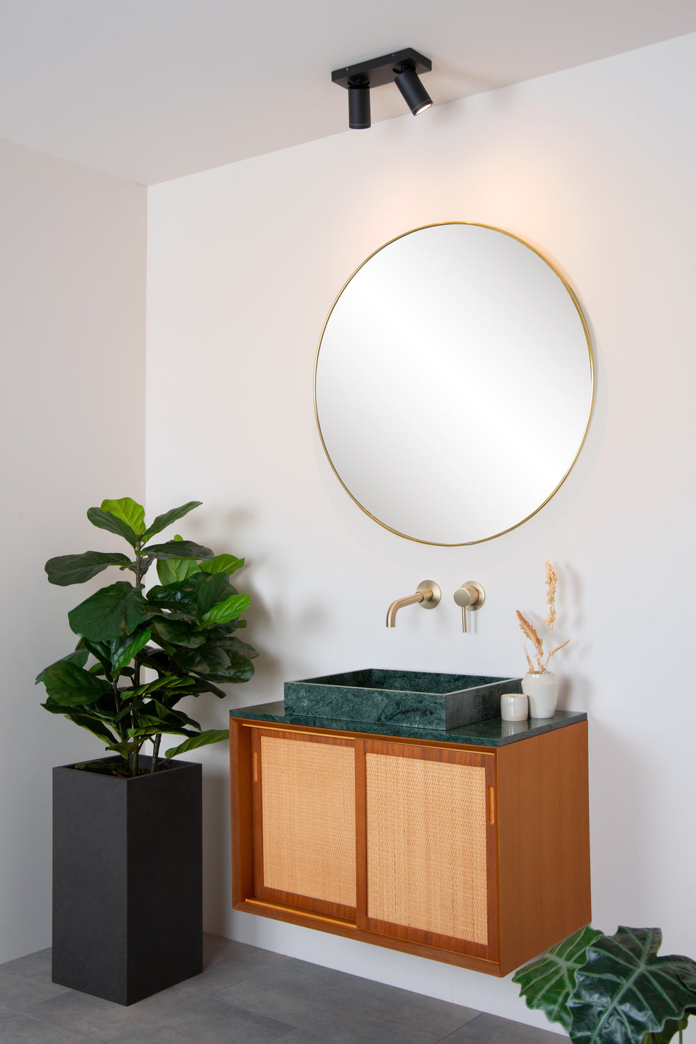 Lucide TAYLOR foco LED de techo, 2x5W GU10 regulable dim to warm 2200K-3000K, luz de baño IP44 Negro