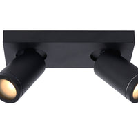 Lucide TAYLOR foco LED de techo, 2x5W GU10 regulable dim to warm 2200K-3000K, luz de baño IP44 Negro