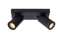 Lucide TAYLOR foco LED de techo, 2x5W GU10 regulable dim to warm 2200K-3000K, luz de baño IP44 Negro