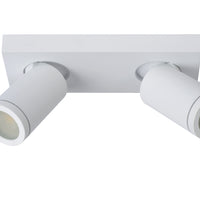 Lucide TAYLOR foco LED de techo para baño, 2x5W GU10, 2200K-3000K regulable a cálido, IP44 Blanco Arena
