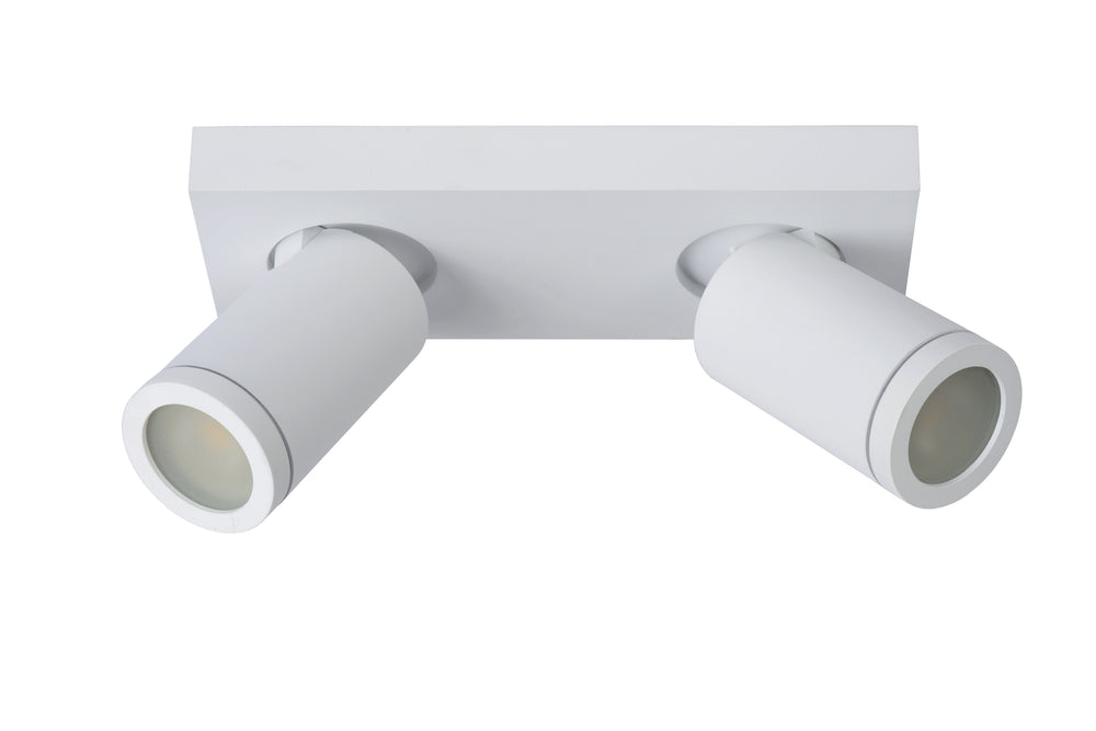 Lucide TAYLOR foco LED de techo para baño, 2x5W GU10, 2200K-3000K regulable a cálido, IP44 Blanco Arena