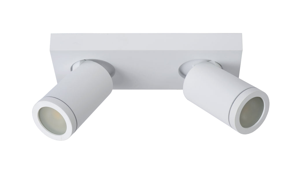 Lucide TAYLOR LED bathroom ceiling spotlight, 2x5W GU10, 2200K-3000K dim to warm, IP44 Sand White
