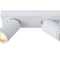 Lucide TAYLOR foco LED de techo para baño, 2x5W GU10, 2200K-3000K regulable a cálido, IP44 Blanco Arena
