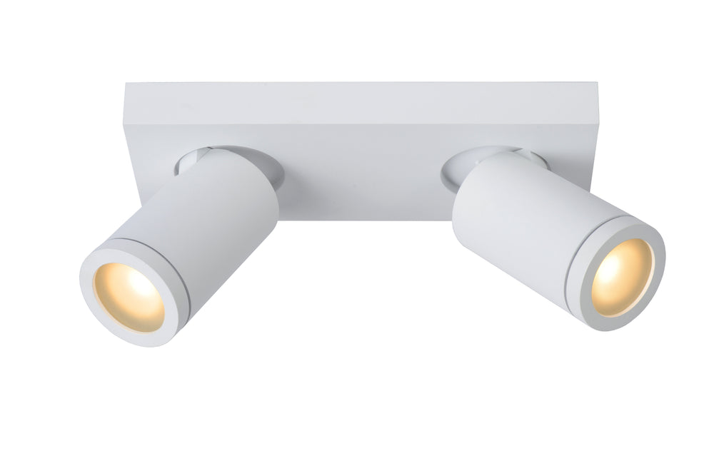 Lucide TAYLOR foco LED de techo para baño, 2x5W GU10, 2200K-3000K regulable a cálido, IP44 Blanco Arena
