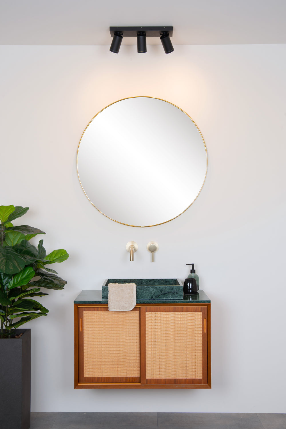 Lucide Taylor foco de techo LED para baño, 3x5W GU10 regulable de cálido 2200K-3000K, IP44, Negro Arena