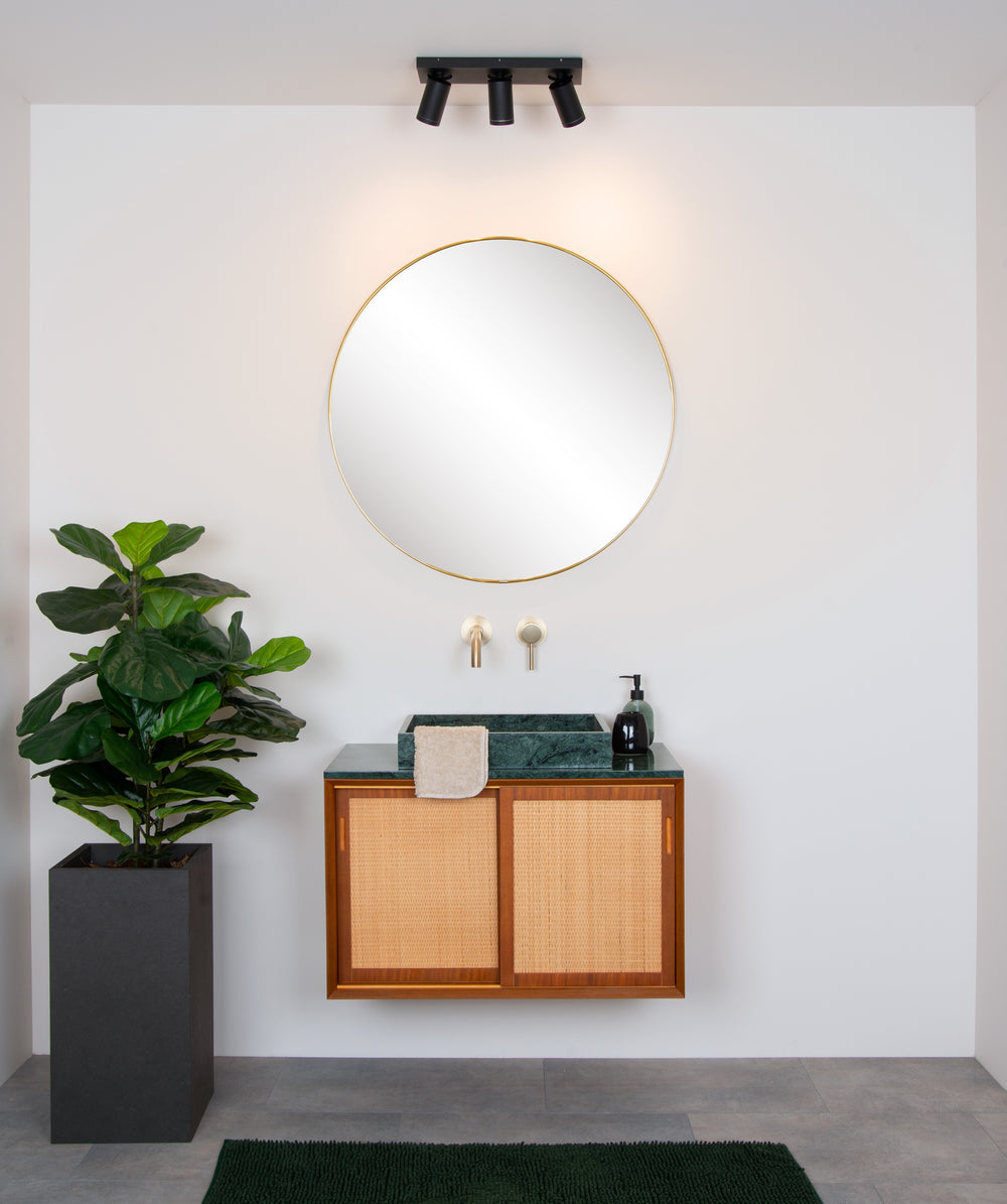 Lucide Taylor foco de techo LED para baño, 3x5W GU10 regulable de cálido 2200K-3000K, IP44, Negro Arena