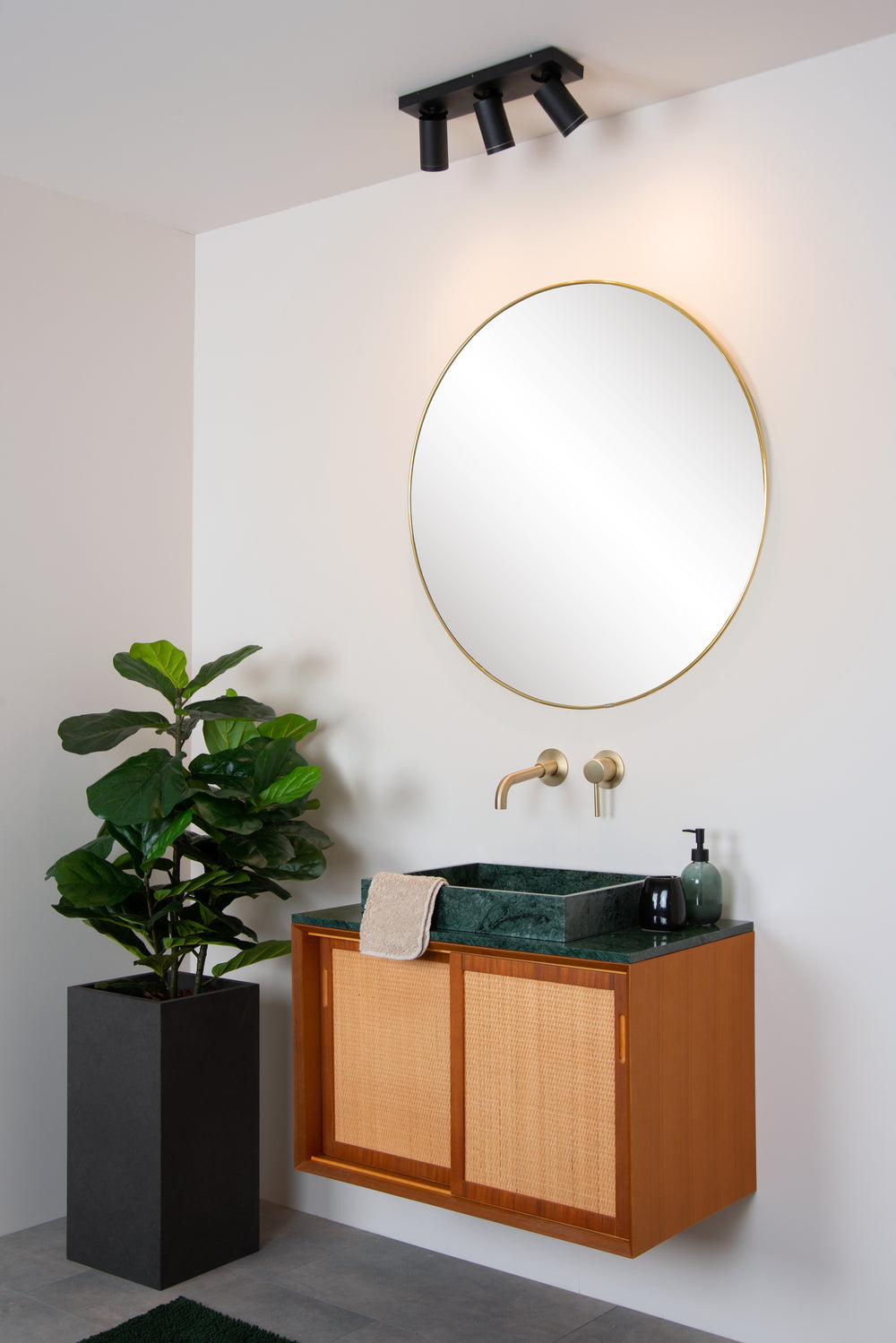 Lucide Taylor foco de techo LED para baño, 3x5W GU10 regulable de cálido 2200K-3000K, IP44, Negro Arena