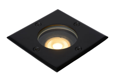 Lucide BILTIN foco LED empotrado en el suelo, 1xGU10, IP67, 220-240V, Negro Arena Mate, luz empotrada cuadrada para exterior