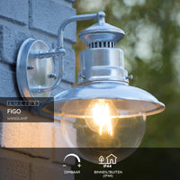 Lucide FIGO aplique de pared interior exterior redondo 215mm casquillo E27 IP44 acero galvanizado acabado negro