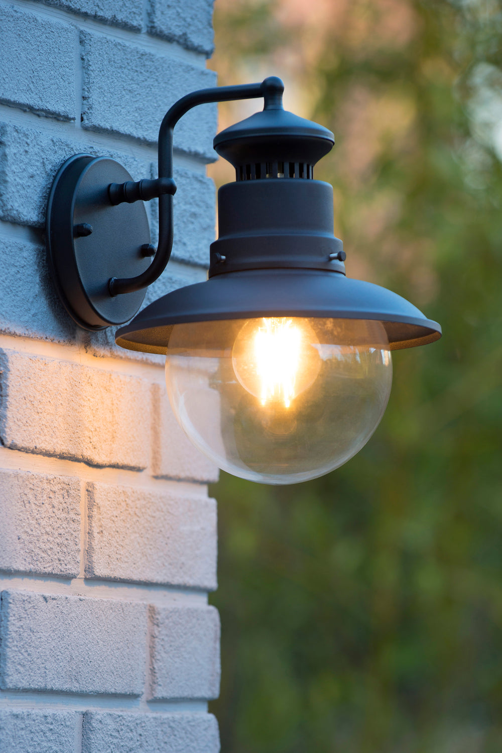 Lucide FIGO aplique de pared exterior, redondo 215mm, casquillo E27, IP44 carcasa de acero y aluminio negro