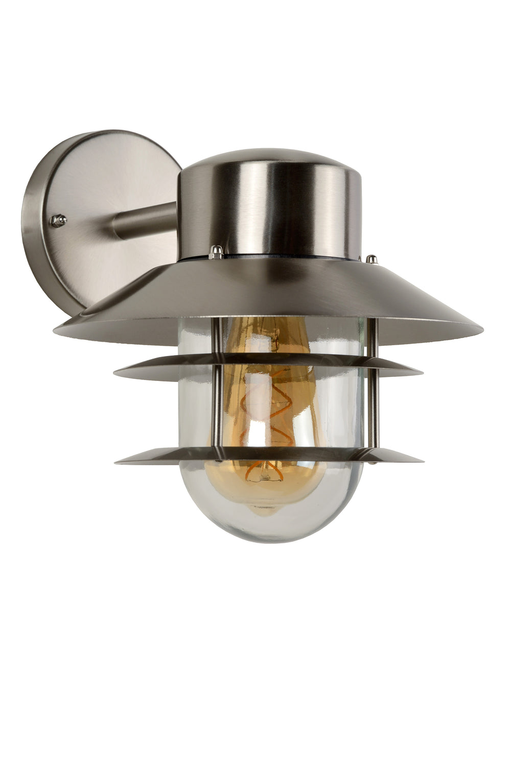 Lucide ZICO wall light stainless steel round IP44 E27 classic indoor outdoor 220-240V Ø218mm