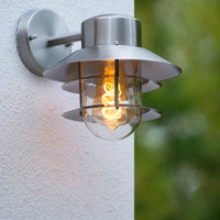 Lucide ZICO wall light stainless steel round IP44 E27 classic indoor outdoor 220-240V Ø218mm