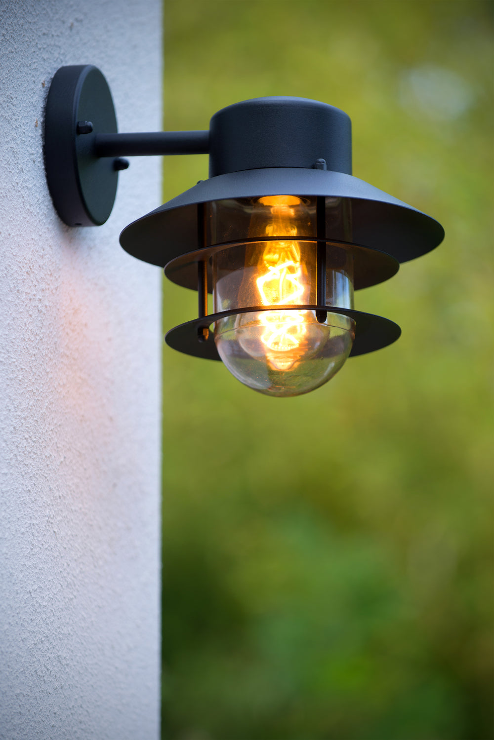 Lucide ZICO wall light Black, Outdoor/Indoor, 1xE27 socket, 60W max, IP44, Stainless Steel/Aluminum housing