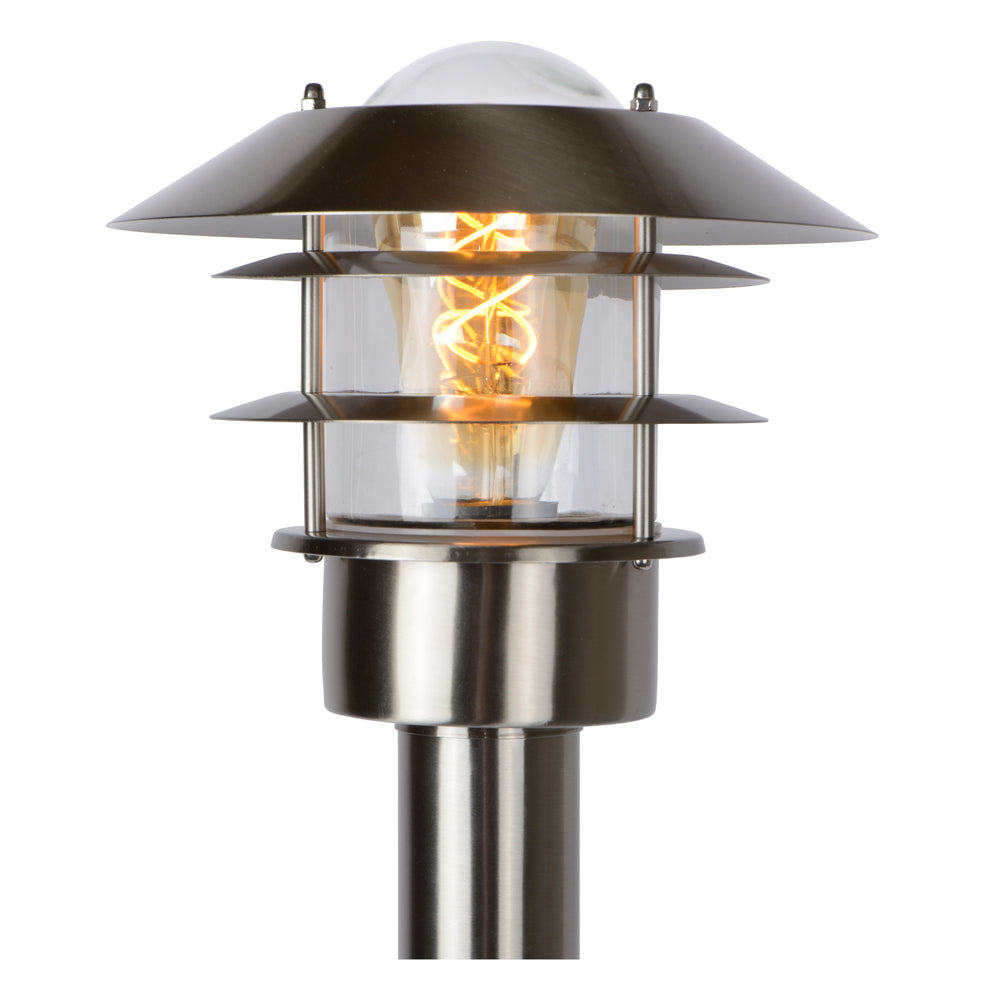 Lucide Zico poste de farol exterior, IP44 acero inoxidable, 1xE27 60W máx, 1000mm altura diseño clásico