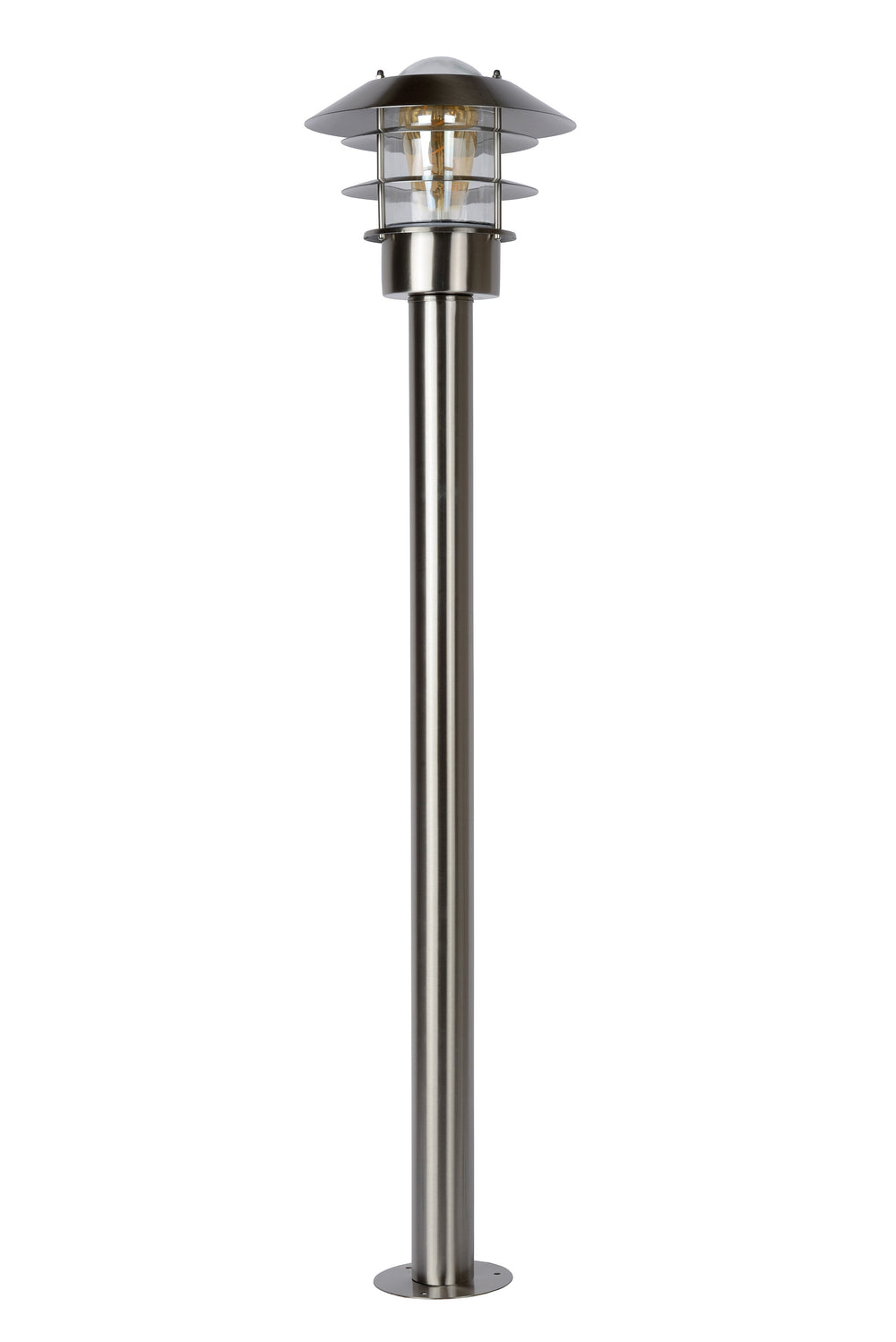 Lucide Zico poste de farol exterior, IP44 acero inoxidable, 1xE27 60W máx, 1000mm altura diseño clásico