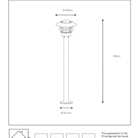 Lucide Zico poste de farol exterior, IP44 acero inoxidable, 1xE27 60W máx, 1000mm altura diseño clásico