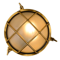 Aplique de pared Lucide Dudley interior exterior redondo 220mm E27 40W IP65 latón dorado mate estilo retro
