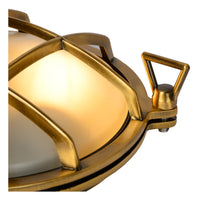 Aplique de pared Lucide Dudley interior exterior redondo 220mm E27 40W IP65 latón dorado mate estilo retro