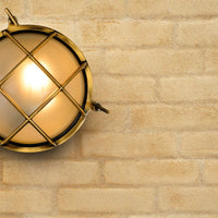 Aplique de pared Lucide Dudley interior exterior redondo 220mm E27 40W IP65 latón dorado mate estilo retro