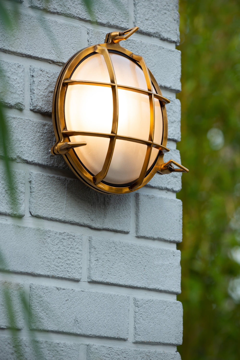 Aplique de pared Lucide Dudley interior exterior redondo 220mm E27 40W IP65 latón dorado mate estilo retro