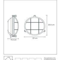 Aplique de pared Lucide Dudley interior exterior redondo 220mm E27 40W IP65 latón dorado mate estilo retro