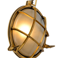 Aplique de pared Lucide Dudley interior exterior redondo 220mm E27 40W IP65 latón dorado mate estilo retro
