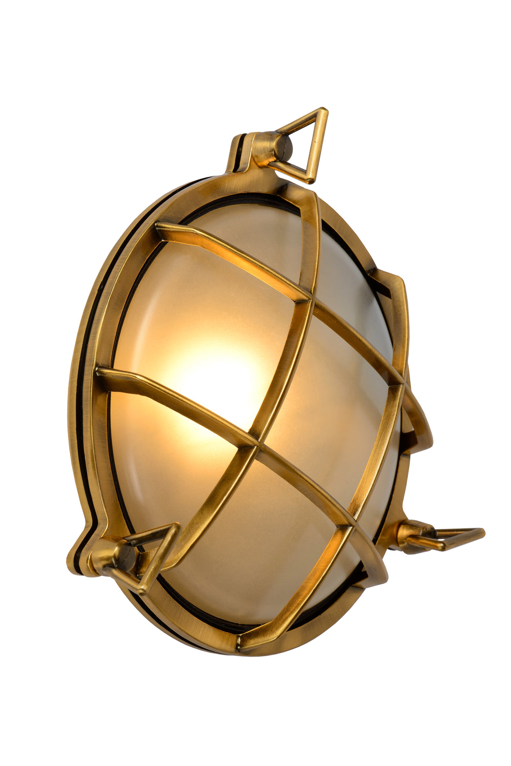 Aplique de pared Lucide Dudley interior exterior redondo 220mm E27 40W IP65 latón dorado mate estilo retro