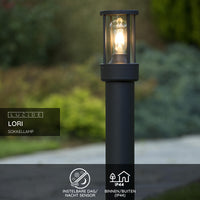 Lucide LORI lámpara de enchufe LED para exterior con casquillo E27, IP44, sensor día noche, 220-240V, 800mm Antracita