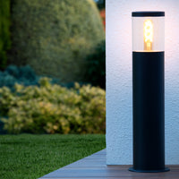 Lámpara de pedestal exterior Lucide Fedor, casquillo E27, IP44, acero inoxidable Negro, altura 490mm