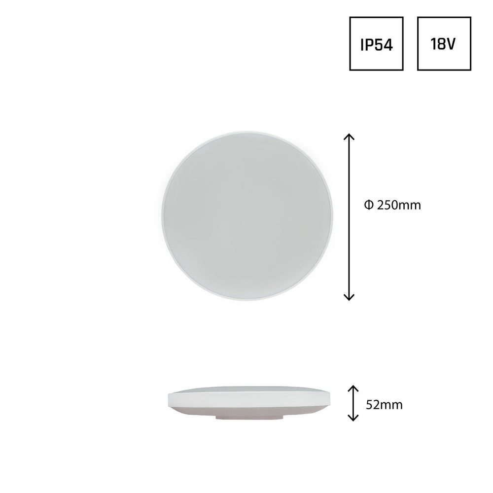 Lámpara de techo LED Spectrum Nymphea IP54 18W 2050 lúmenes con sensor de movimiento y temporizador, color de luz opcional