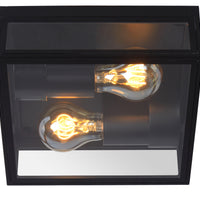 Lucide DUKAN LED ceiling light Black, 2xE27, IP65, die-cast aluminum, 220x220mm indoor outdoor