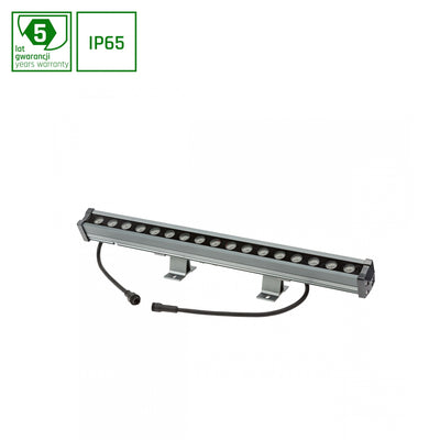 Spectrum LED Wallwasher 18W 3000K 1000 lúmenes IP65 Aluminio Gris 50cm Montaje en Techo Regulable