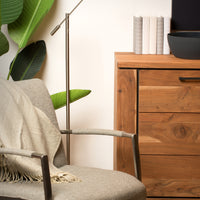 Lámpara de pie LED de lectura Lucide ANSELMO, regulable 9W 3000K, 100-240V, IP20, metal, acabado níquel satinado